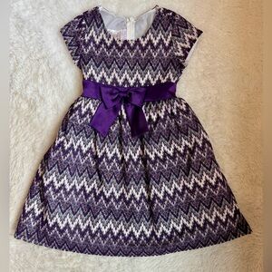 Kids Iris & Ive Purple and White Zigzag  Dress